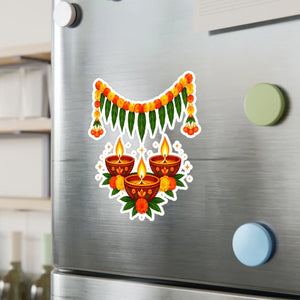 Diwali diyas and marigold toran kiss-cut vinyl decal - home decor decals