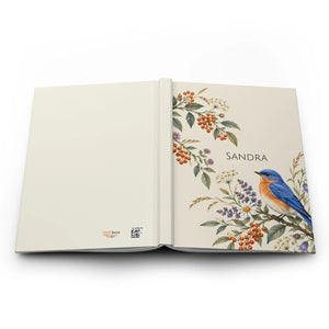 Personalized name botanical bird hardcover journal - journals