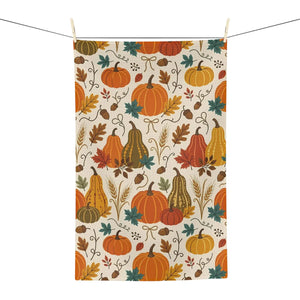 DipaliZ fall tea towel tucked into a gift basket