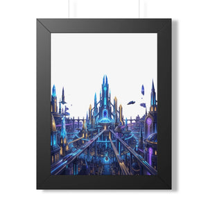 Dipaliz a futuristic city framed vertical poster - posters prints & visual artwork