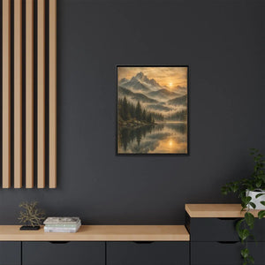 Framed canvas mountain lake sunset landscape wall art - printable