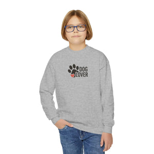 Youth 'Dog Lover' Crewneck Sweatshirt - Paw Print Heart Design