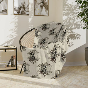 Skull & Roses Velveteen Microfiber Blanket — Gothic Floral Throw