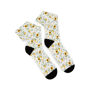Sunflower Sublimation Socks — Floral Crew Socks with Yellow Sunflower Print