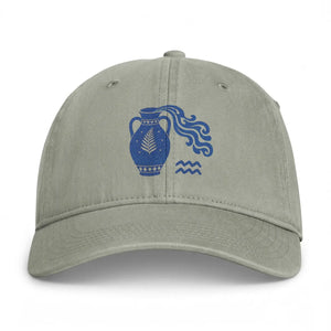 Washed cotton twill texture on the DipaliZ Aquarius water bearer cap