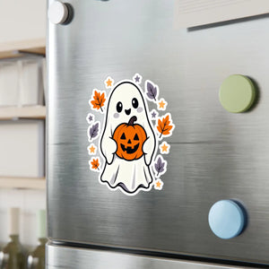 Cute ghost pumpkin halloween kiss-cut vinyl decal - home decor decals