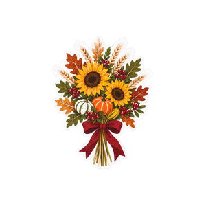 Autumn sunflower bouquet kiss-cut vinyl decal - home decor decals