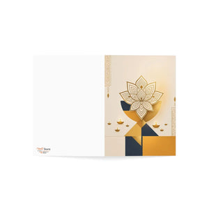 Diwali lotus greeting card, elegant gold geometric festival - cards