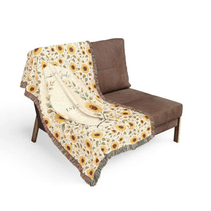 Personalized, Sunflower & Midnight Floral Woven Throw Blanket