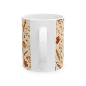 15 fluid ounce size of the DipaliZ rustic floral ceramic mug