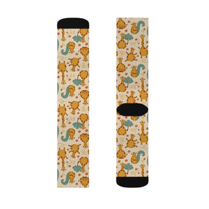 Cute Giraffe Pattern Sublimation Socks — Fun Animal Crew Socks for Kids & Adults
