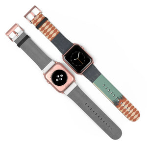 Boho Tie-Dye Watch Band – Green & Terracotta Patterned Apple Watch Strap