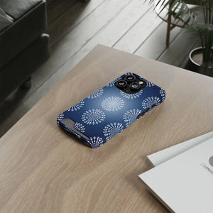 Blue Floral Mandala Phone Card Case - Slim Protective Wallet
