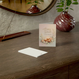 Happy diwali greeting card with floral diyas – festival of lights wishes - cards