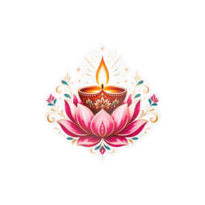 Lotus diya kiss-cut vinyl decal for diwali - home decor decals