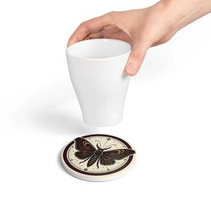 Vintage Moth Ceramic Coaster — Gothic Butterfly Drink Coaster