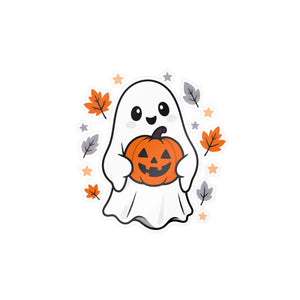 Cute ghost pumpkin halloween kiss-cut vinyl decal - home decor decals
