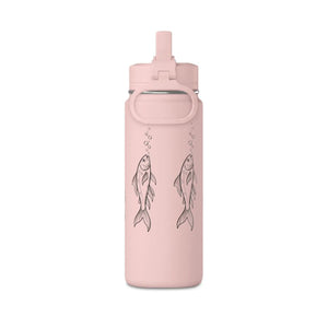 Fish Sketch Water Bottle — Illustrated Koi Design, Leak‑Proof Sports Bottle