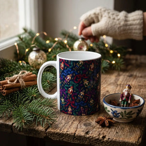 Festive nutcracker pattern ceramic mug - mugs