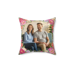 Floral Photo Pillow – Personalized Square Decorative Throw Pillow