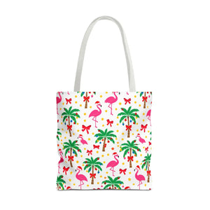 Tote Bag — Tropical Flamingo Palm Print Beach Tote
