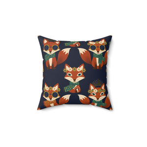Whimsical Fox Pattern Throw Pillow — Cute Woodland Decorative Cushion