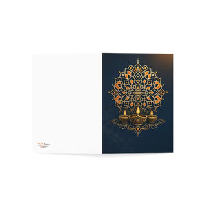 Diwali mandala greeting cards, gold diya design (pack of 1 10 30 50)