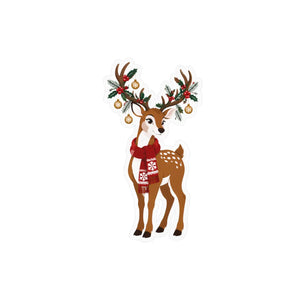 Kiss-cut vinyl decal – festive christmas reindeer with antlers - home decor decals