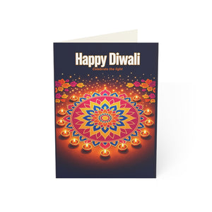 Personalized, Diwali Greeting Card – 'Happy Diwali' Rangoli & Diyas (Single or Bulk Pack)