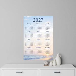 Beach sunset 2027 calendar wall decal by DipaliZ in coral and amber tones
