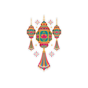 Colorful diwali lantern kiss-cut vinyl decal - home decor decals