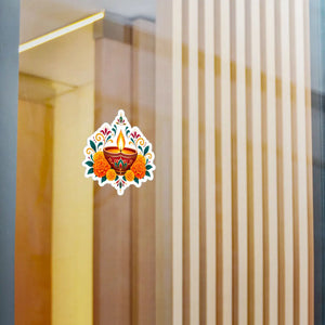 Diwali diya and marigold floral kiss-cut vinyl decal - home decor decals