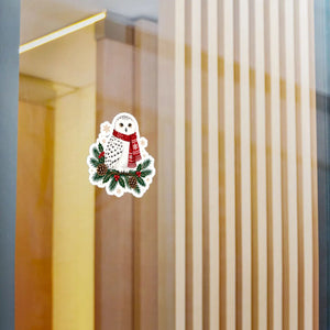 Christmas snowy owl kiss-cut vinyl decal - home decor decals