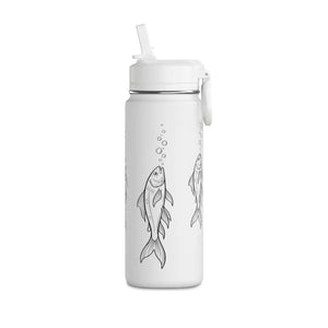 Hatched line work forming the koi scales on this DipaliZ bottle print