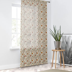 Leaf and flower motif detail on a DipaliZ autumn sheer window panel