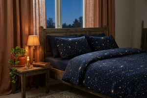 Duvet Cover Set — Midnight Moon & Star Cotton Bedding