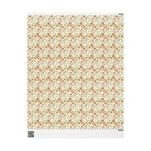 Floral watercolor wrapping paper roll, orange & peach garden gift wrap
