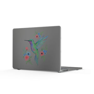 Hummingbird Floral Matte MacBook Case — Pastel Watercolor Laptop Cover