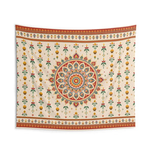 Bohemian mandala wall tapestry, earthy floral indian-inspired decor - decorative tapestries