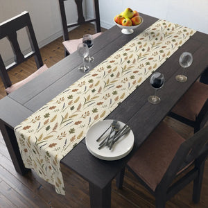 Autumn Meadow Table Runner — Neutral Floral Fall Decor
