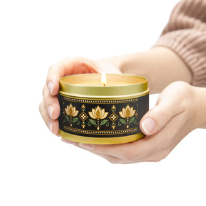 Lotus flower pattern tin candle - candles