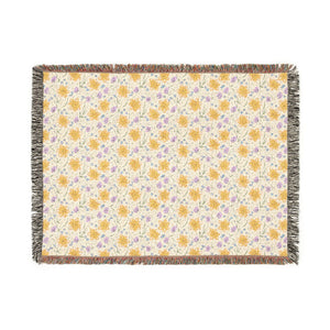 Floral Mosaic Woven Blanket – Cotton Throw - Dipaliz