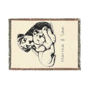Personalized, Cozy Dog Lovers Woven Blanket - Adorable Puppy Design for Home Decor