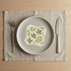 Holiday Holly & Mistletoe Napkins — Christmas Party Paper Napkins