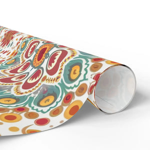 Wrapping Paper Roll — Boho Floral Medallion Gift Wrap (Retro Teal, Mustard & Coral)