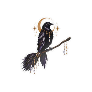 Mystical raven moon kiss-cut vinyl decal - home decor decals