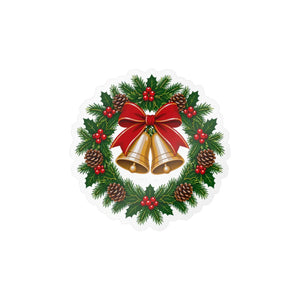 Christmas bell wreath kiss-cut vinyl decal - home decor decals