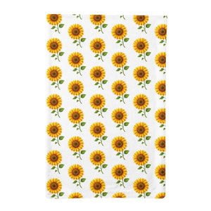 Repeating open-faced sunflower design on a DipaliZ kids minky sleep sack