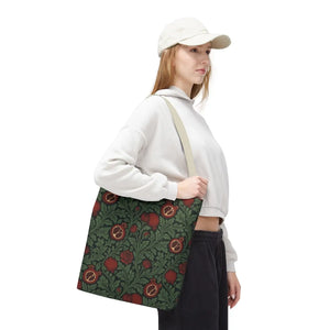 Vintage william morris-inspired botanical pomegranate tote bag - bags