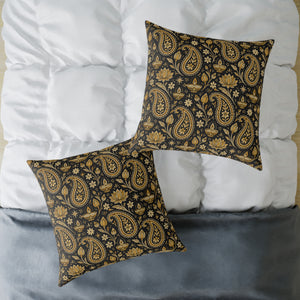 Vintage Black and Gold Paisley Pillow